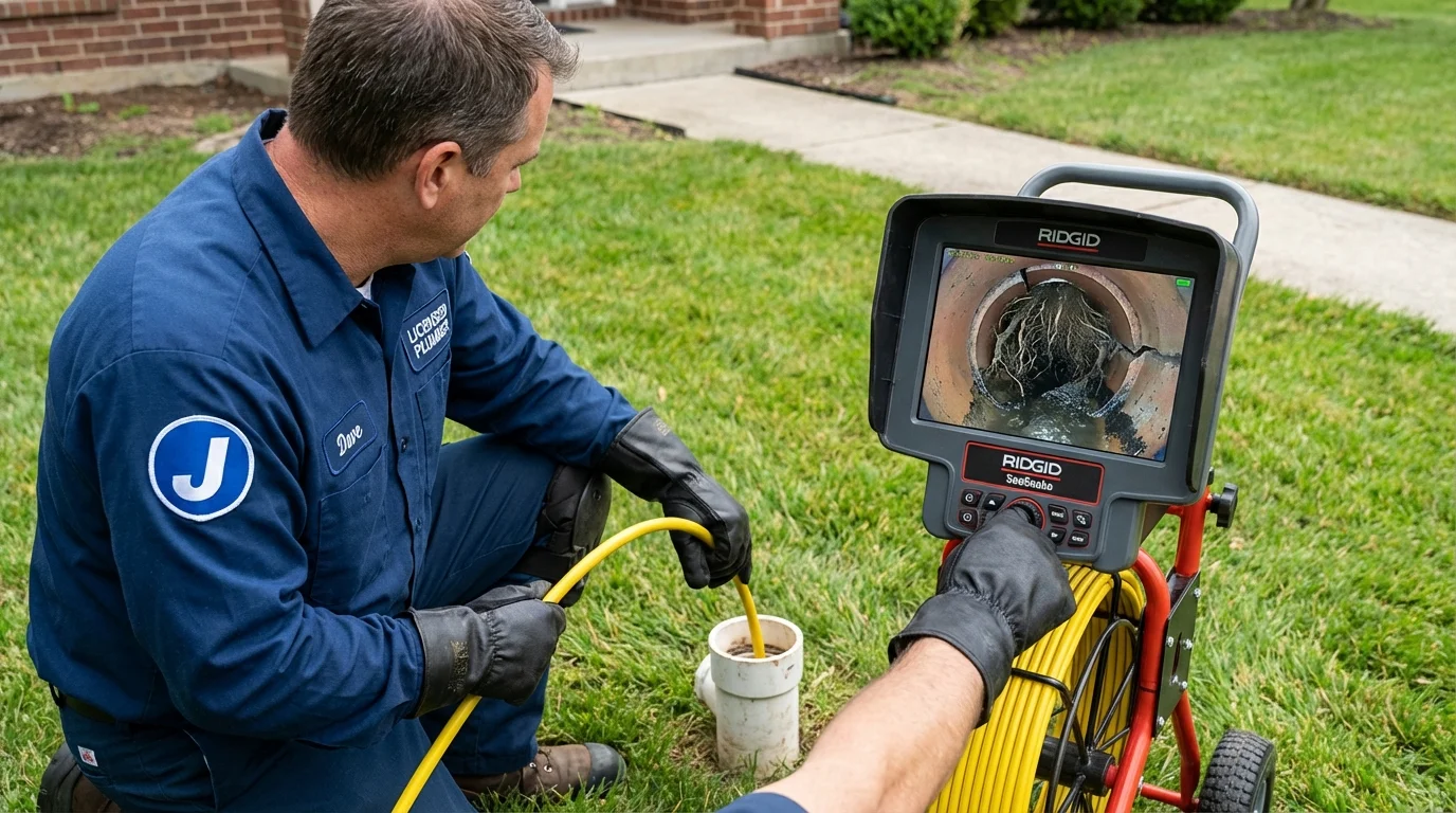 Sewer camera inspection being performed by Johns Plumbing LLC in Gibbon